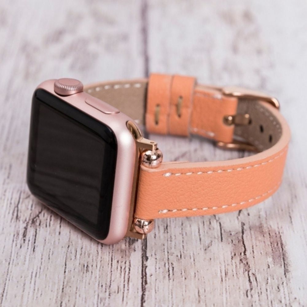 Premium Leather Apple Watch Band Straps Orange